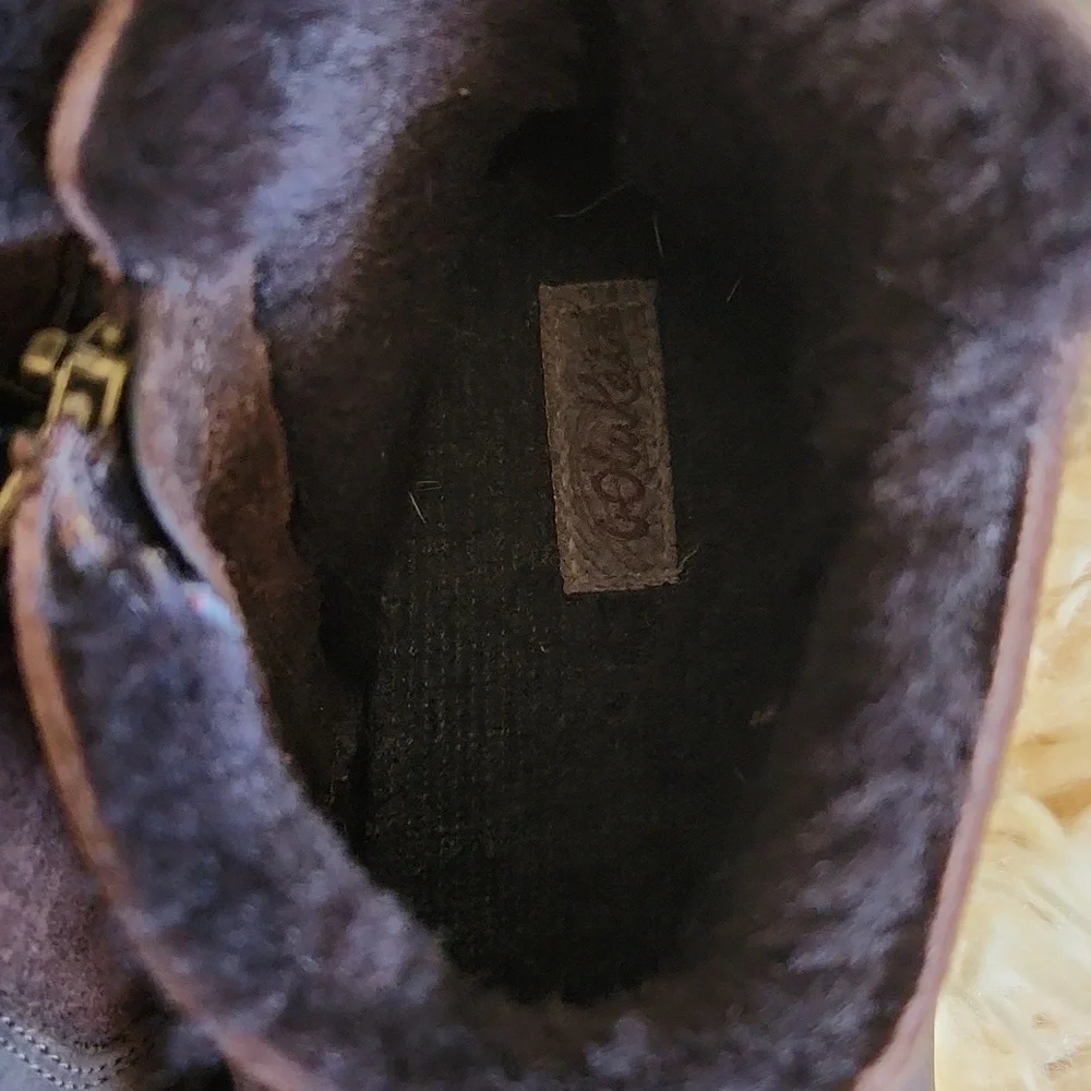 Olukai Pehuea Hulu Sheepskin Brown Leather Bootie Sneaker Size 8.5 - Picture 2 of 8